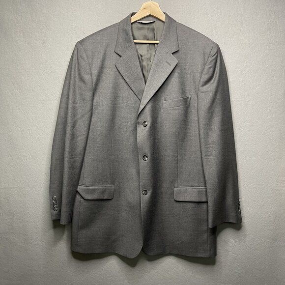 Pronto Uomo Mens Gray Wool Suit Jacket 48L Made In Italy Super 100s Angelico - Picture 1 of 8